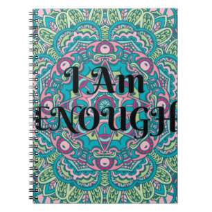 Abstract Boho Mandala I Am Enough Affirmation Notebook
