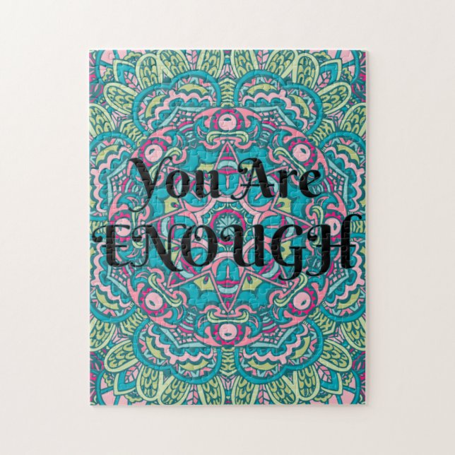 Abstract Boho Mandala You Are Enough Affirmation Jigsaw Puzzle (Vertical)