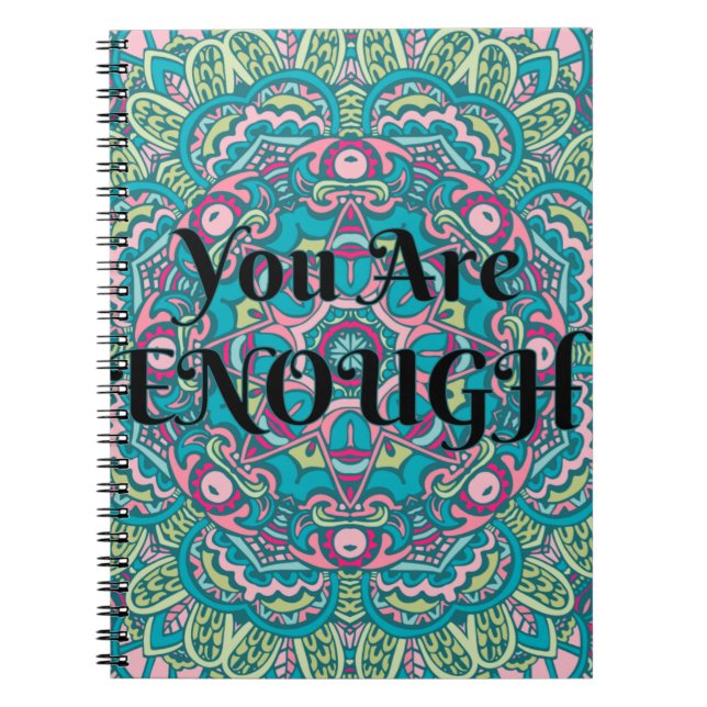 Abstract Boho Mandala You Are Enough Affirmation Notebook (Front)