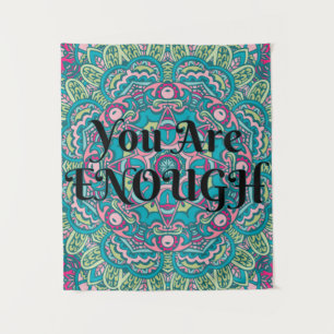 Abstract Boho Mandala You Are Enough Affirmation Tapestry