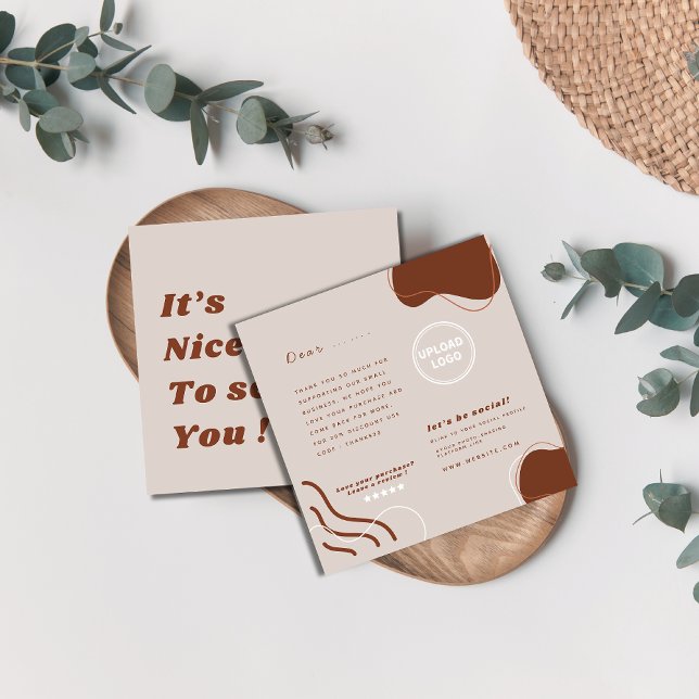 Abstract Boho minimal terracotta script order  Square Business Card (Creator Uploaded)
