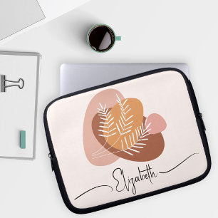 Abstract boho modern simple elegant leaves laptop sleeve