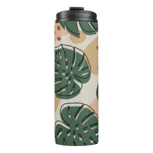 Abstract boho monstera pattern. Modern seamless pa Thermal Tumbler