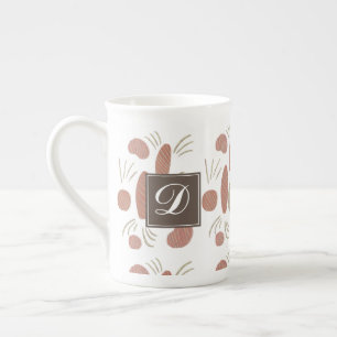 Abstract Boho Organic Natural Terracotta Monogram Bone China Mug