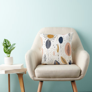 Abstract boho pattern handdrawn minimal colours  cushion