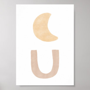 Abstract Boho Pink Bohemian Shapes Poster