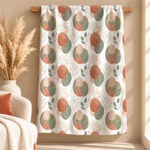 Abstract Boho Rainbow Leaves Shapes Throw Blanket