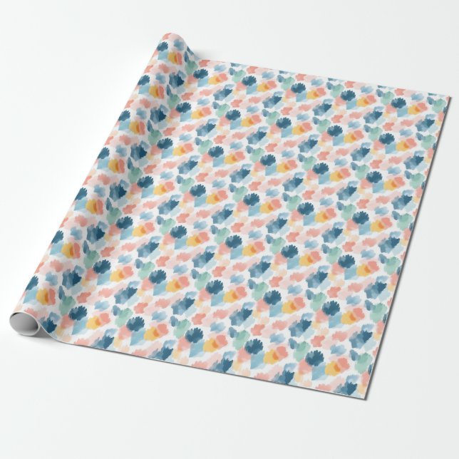 Abstract Boho Rainbow Paint Splotches Wrapping Paper (Unrolled)