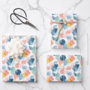 Abstract Boho Rainbow Paint Splotches Wrapping Paper Sheet