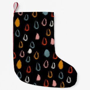 Abstract boho raindrops, tribal doodle. small christmas stocking
