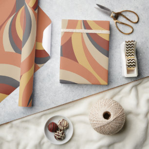 Abstract Boho Retro Wavy Lines Wrapping Paper