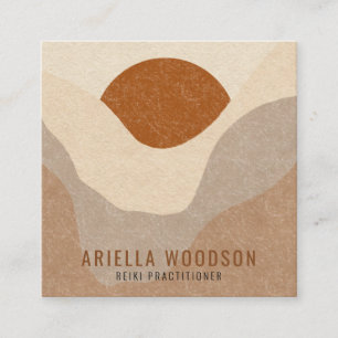 Abstract Boho Terracotta Reiki Practitioner Square Business Card