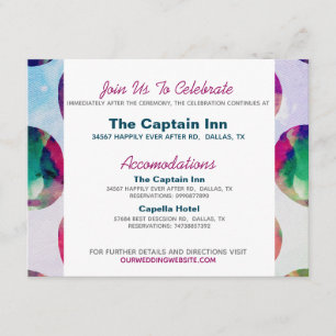 Abstract Boho Watercolor Pink Wedding Information Enclosure Card