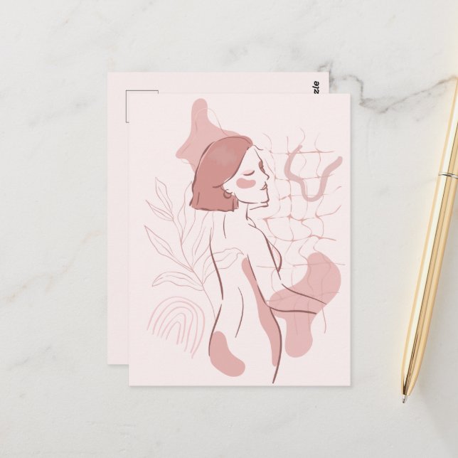 Abstract Boho Woman Illustration  Postcard (Front/Back In Situ)