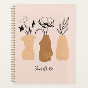 Abstract Boho Women Illustration , Earthy Tones Planner