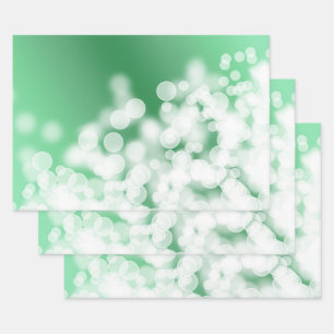 Abstract Bokeh Green Glowing Pattern Wrapping Paper Sheet