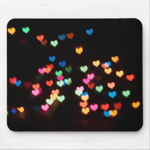 Abstract Bokeh shapes lovely love hearts Mouse Mat