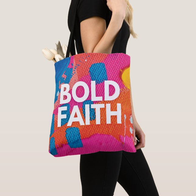 Abstract Bold Faith Inspirational Tote Bag (Close Up)