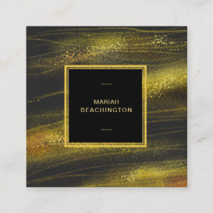 *~* Abstract Bold Gold Dust and Black Exciting Square Business Card
