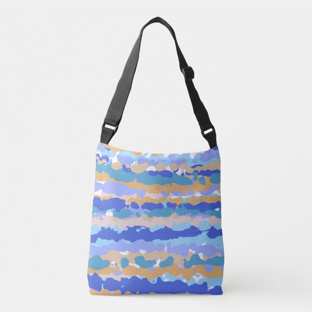 Abstract Bold Graphic Blue Teal Orange Caramel Crossbody Bag (Front)