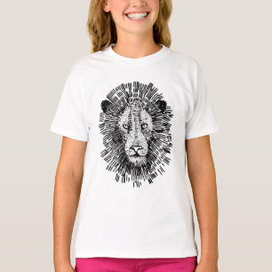 Abstract Bold Lion Face Illustration T-Shirt