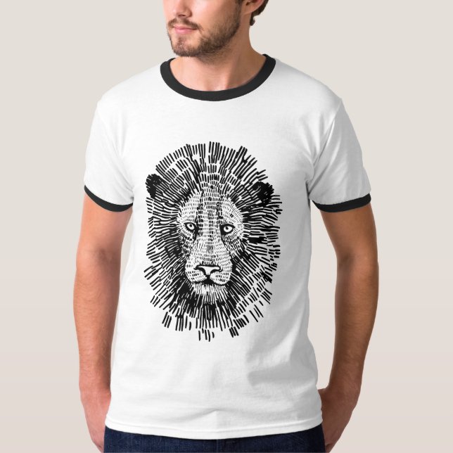 Abstract Bold Lion Face Illustration T-Shirt (Front)