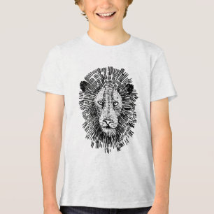 Abstract Bold Lion Face Illustration Tri-Blend Shirt