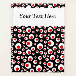 Abstract Bold Red White Circles on Black Planner