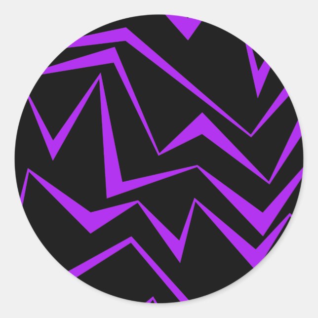 Abstract, bold, vibrant geometric zigzag pattern classic round sticker (Front)