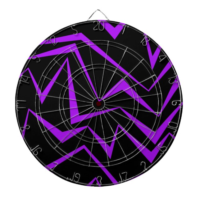 Abstract, bold, vibrant geometric zigzag pattern dartboard (Front)