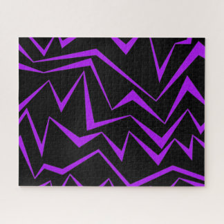 Abstract, bold, vibrant geometric zigzag pattern jigsaw puzzle