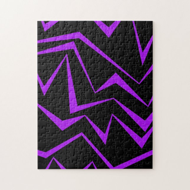 Abstract, bold, vibrant geometric zigzag pattern jigsaw puzzle (Vertical)