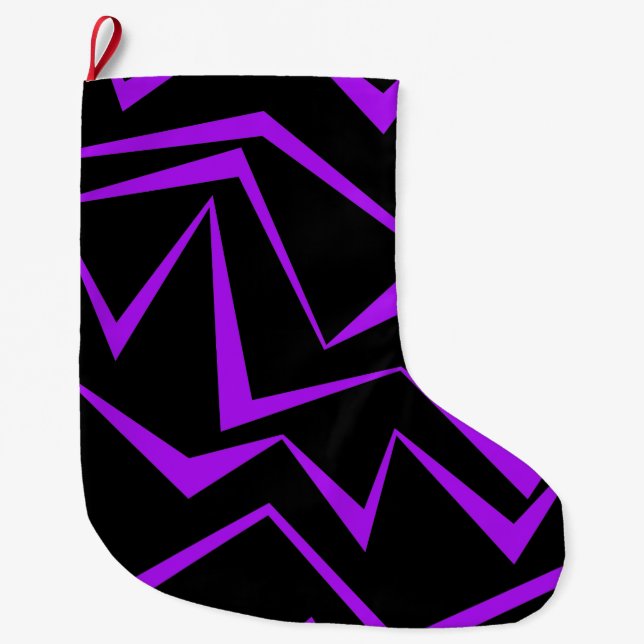 Abstract, bold, vibrant geometric zigzag pattern large christmas stocking (Front)