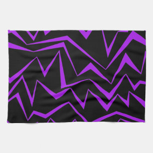 Abstract, bold, vibrant geometric zigzag pattern tea towel