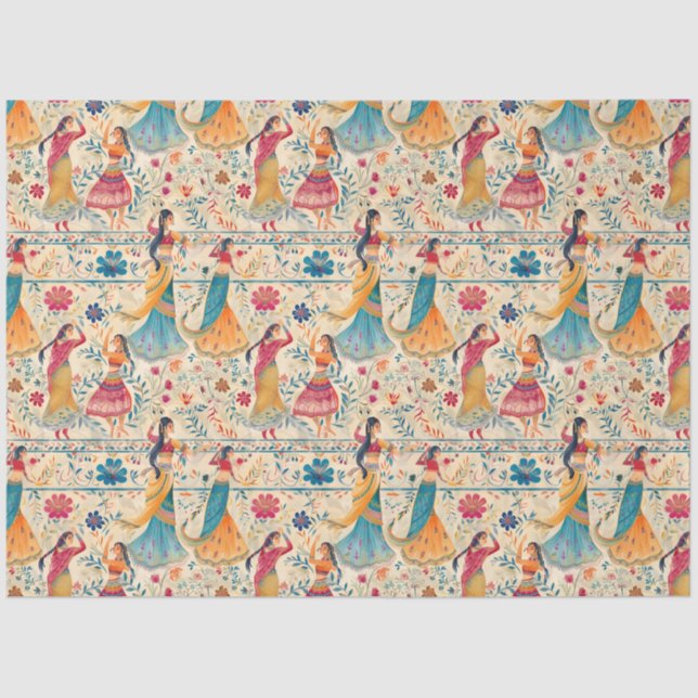 Abstract Bollywood Dancers Tissue Paper (Front)