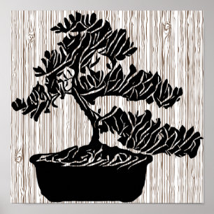 Abstract Bonsai Tree Silhouette Original Art Poster