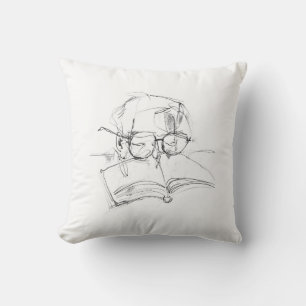 Abstract Book Lover Portrait Cushion