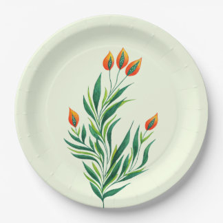 Abstract Botanical Art Spring Plant Paper Plate