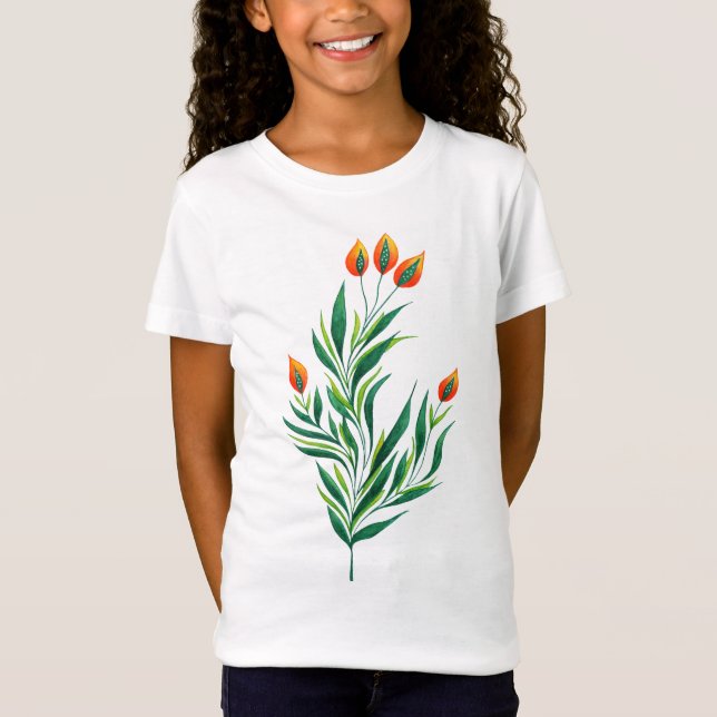 Abstract Botanical Art Spring Plant T-Shirt (Front)