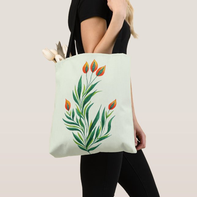Abstract Botanical Art Spring Plant Tote Bag (Close Up)