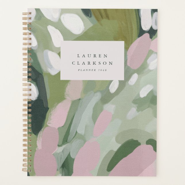 Abstract Botanical Blush Green Planner (Front)