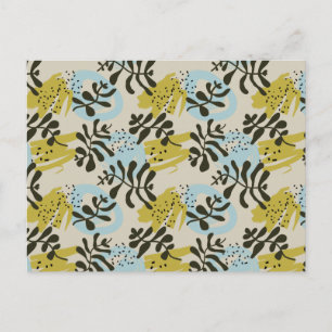 Abstract Botanical Bohemian Pastel Green Blue Postcard