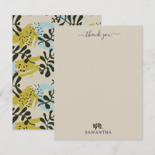 Abstract Botanical Bohemian Pastel Green Blue Thank You Card
