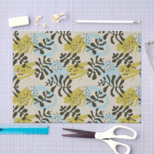 Abstract Botanical Bohemian Pastel Green Blue Tissue Paper