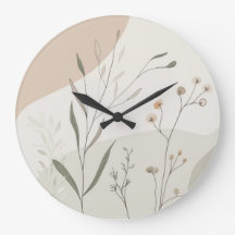 Abstract Botanical Clock – Minimal Wildflower No.