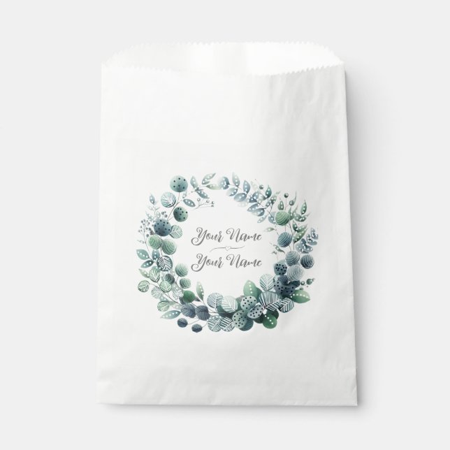 Abstract Botanical Eucalyptus Favour Bags (Front)
