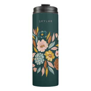 Abstract Botanical Floral & Leaf Oil Painting Thermal Tumbler