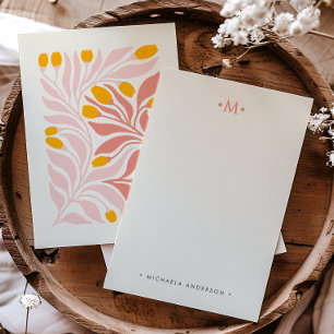 Abstract Botanical Floral Monogram & Name Card