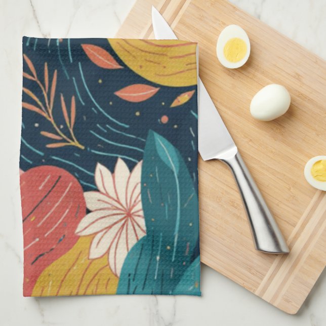 Abstract Botanical Flow Tea Towel (Quarter Fold)