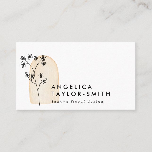Abstract Botanical Flowers & Arch Social Media Business Card (Front)